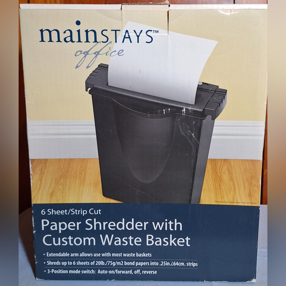 Mainstays Black Office Paper Shredder with Custom Waste Basket